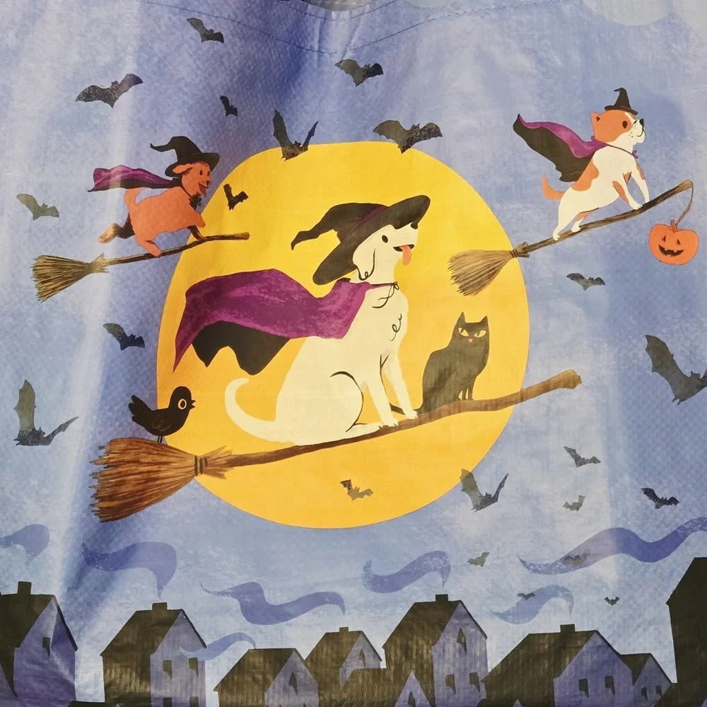 Halloween Dog Dogs Flying Witch Witches Bats Black Cat Full Moon Bag TJMaxx New